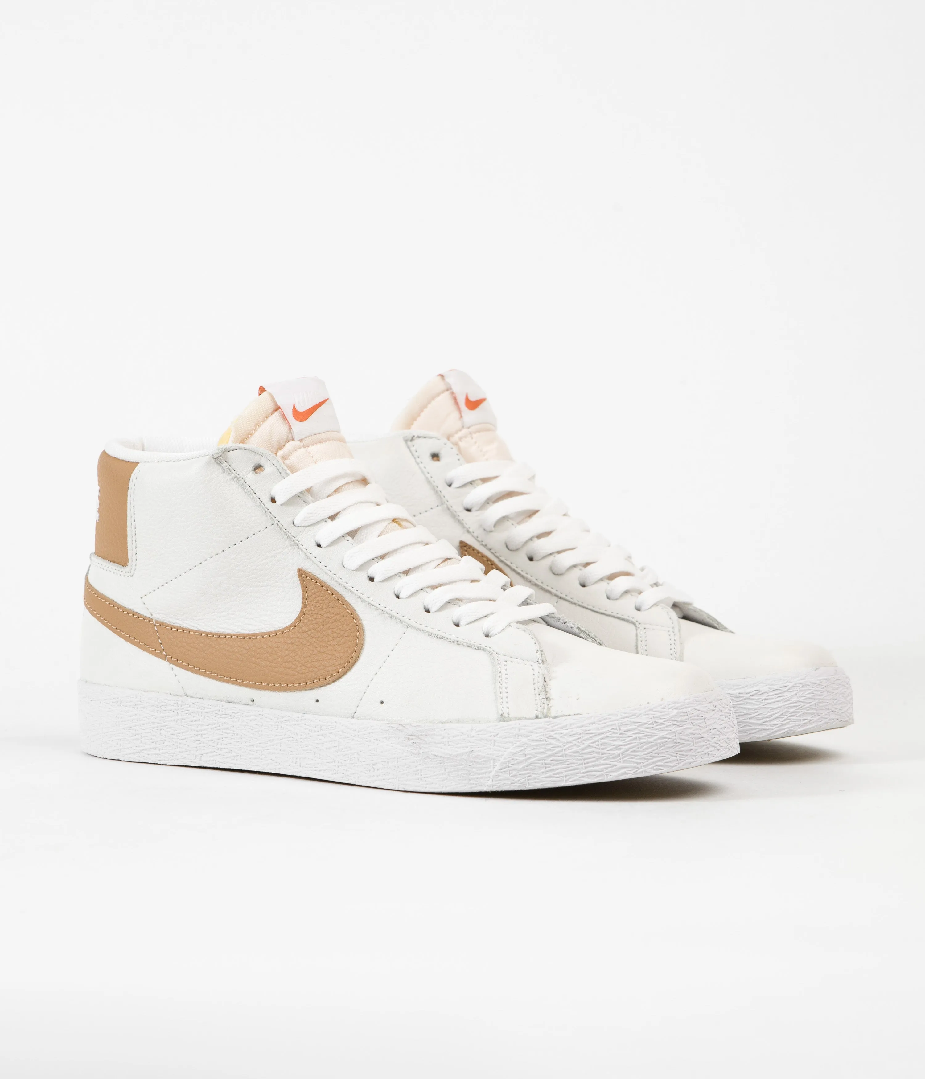 Nike SB Blazer Mid Orange Label Shoes - White / Light Cognac - White - White