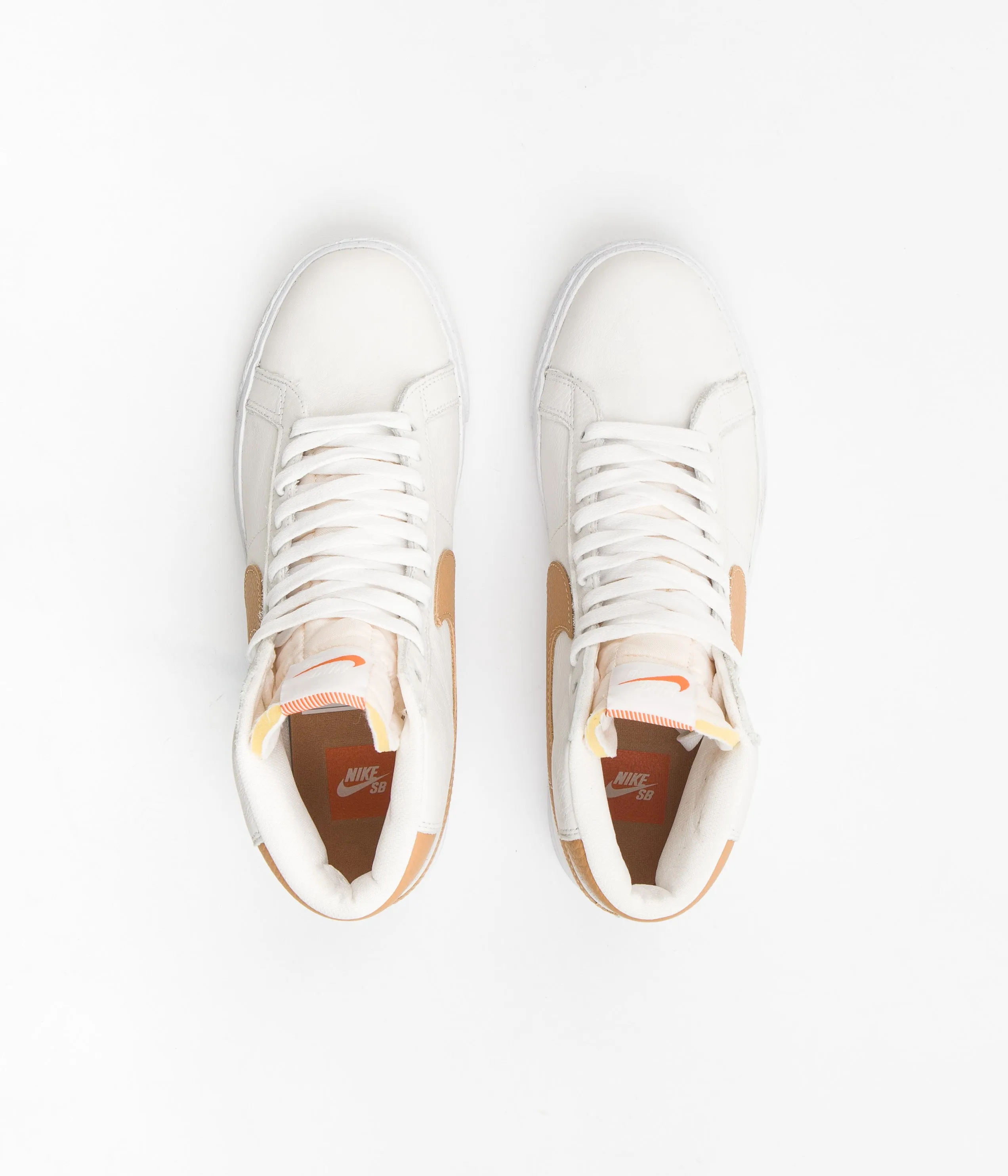 Nike SB Blazer Mid Orange Label Shoes - White / Light Cognac - White - White