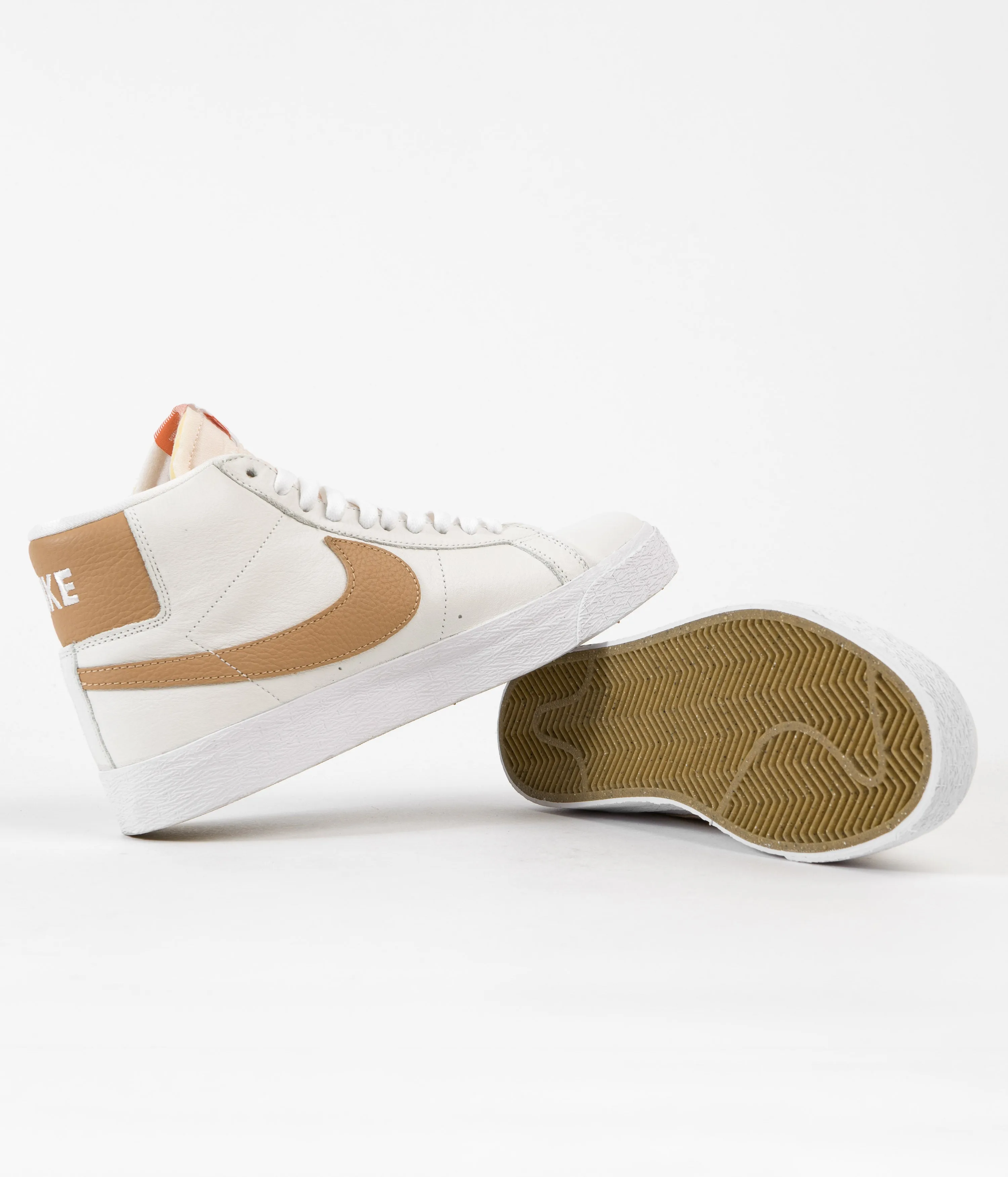 Nike SB Blazer Mid Orange Label Shoes - White / Light Cognac - White - White