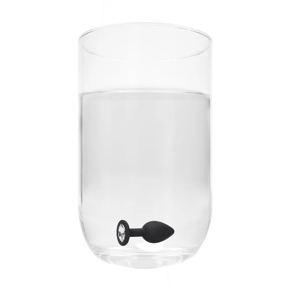 Ouch! Black & White Silicone Butt Plug With Removable Jewel Black