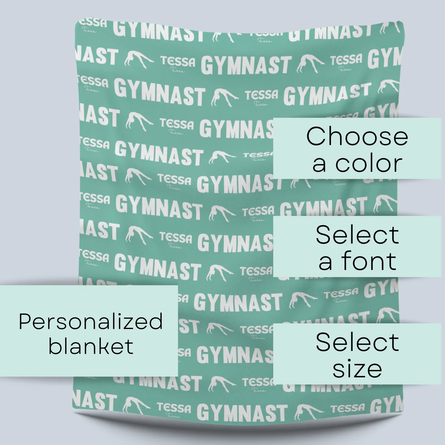 Personalized Gymnast Custom Name Kids Blanket