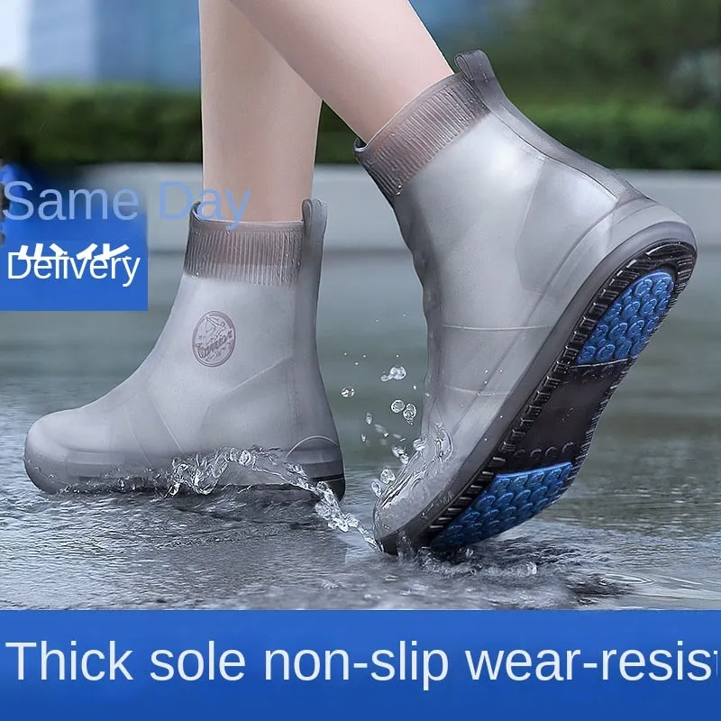 Rain Boots Cover Silicone Rain Boots Waterproof Shoe Cover Children Rainy Day Outdoor Rain Boots High Tube Thickened Non-slip