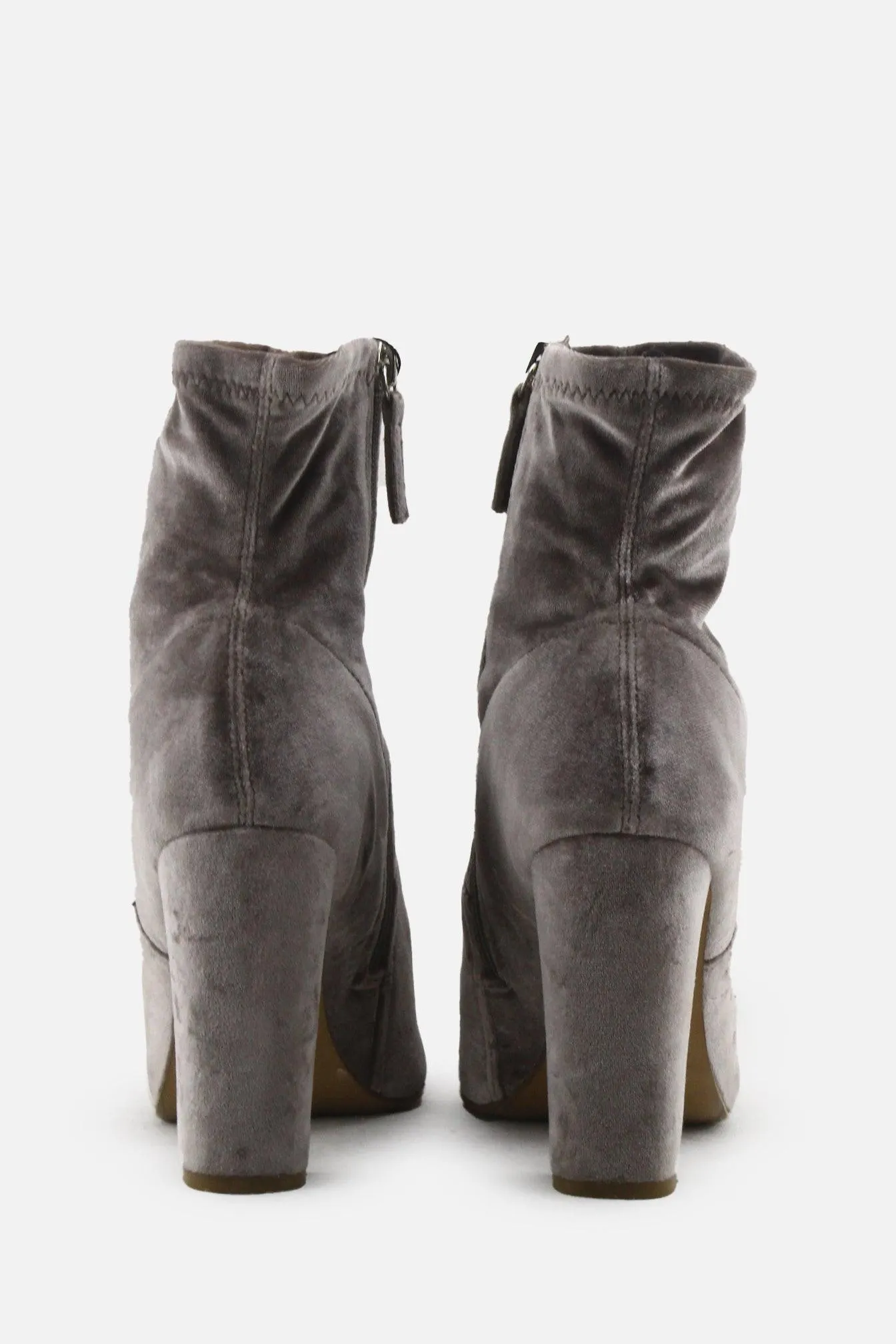 Steve Madden Zipper Block Heels Sock Boots | Suede