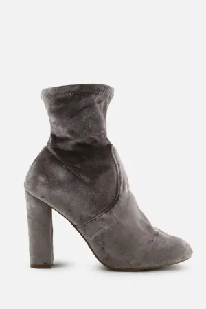 Steve Madden Zipper Block Heels Sock Boots | Suede