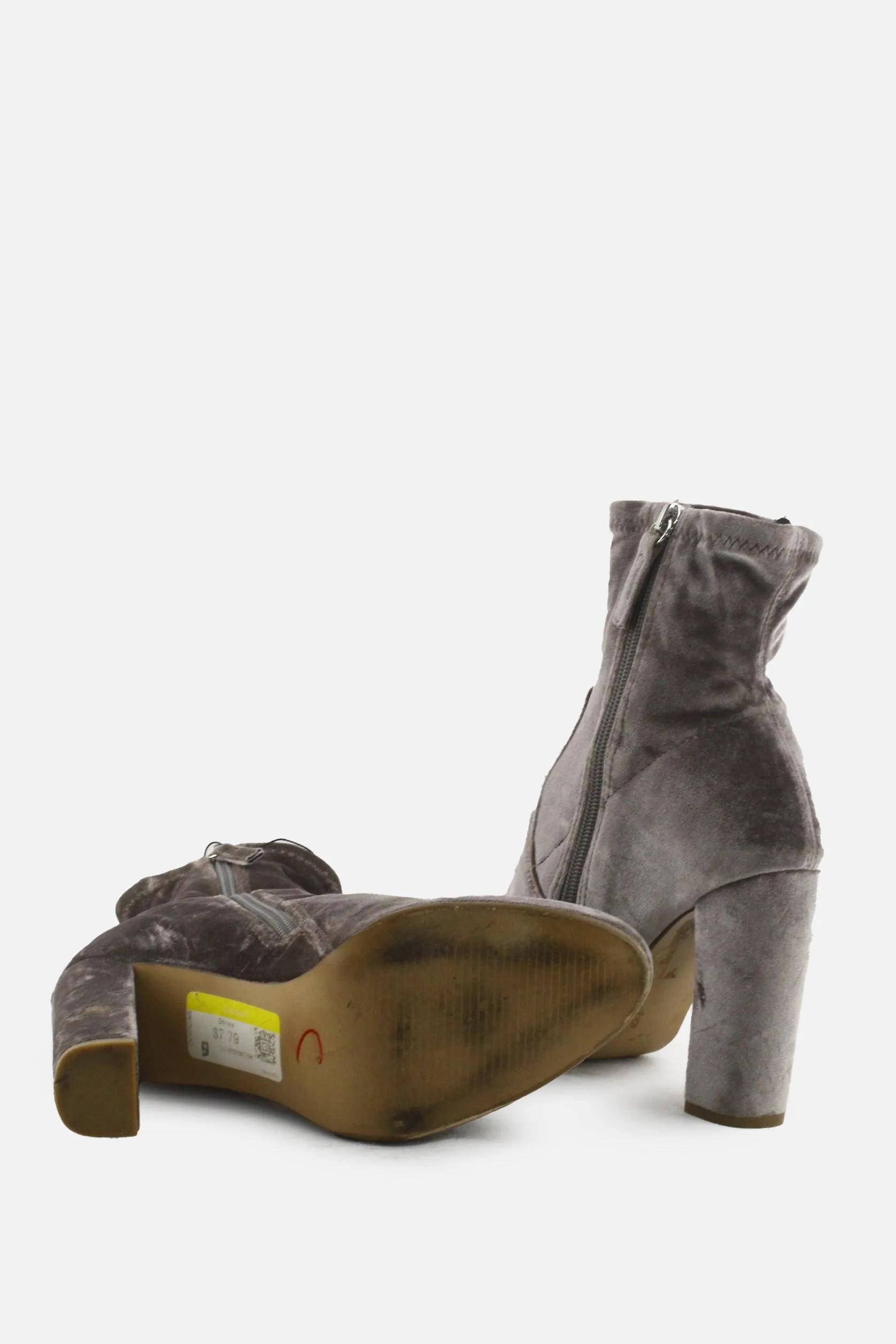 Steve Madden Zipper Block Heels Sock Boots | Suede
