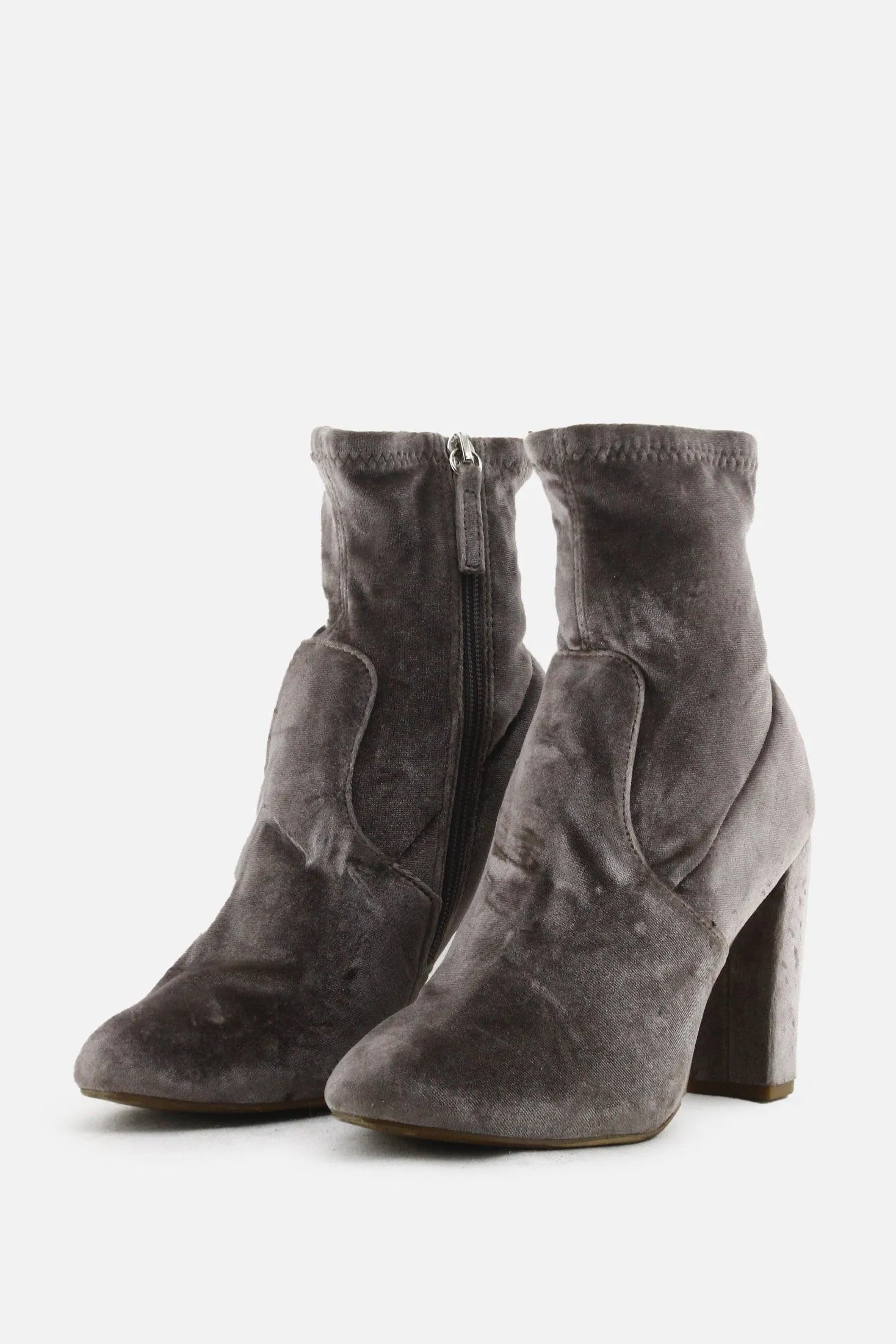 Steve Madden Zipper Block Heels Sock Boots | Suede