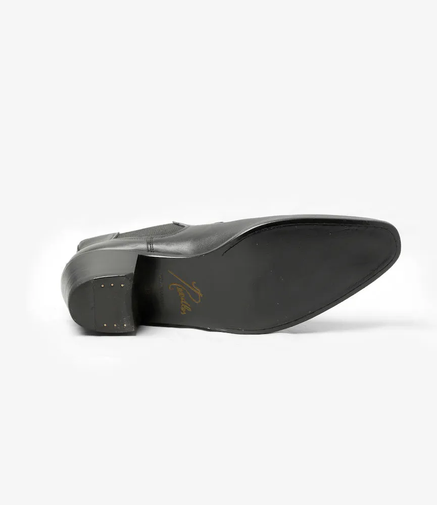 Tassel Bit Heeled Chelsea Boot – Black Leather