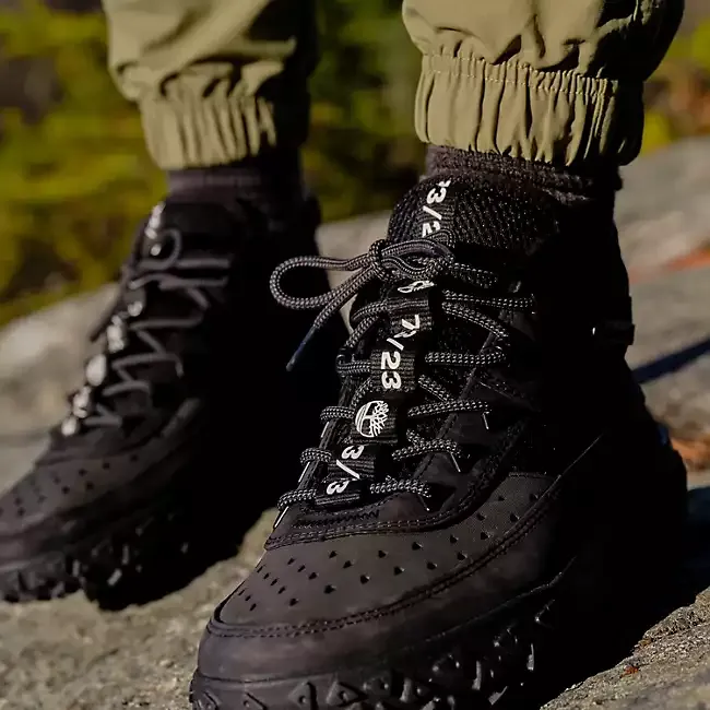 Timberland Men's Green Stride Motion 6 Leather Hiking Boot Shoes - Black