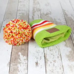 Waterproof Bobble Hat - Lime Citrus