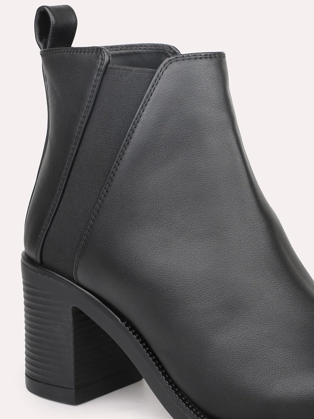 Women Black Block Heel Boots
