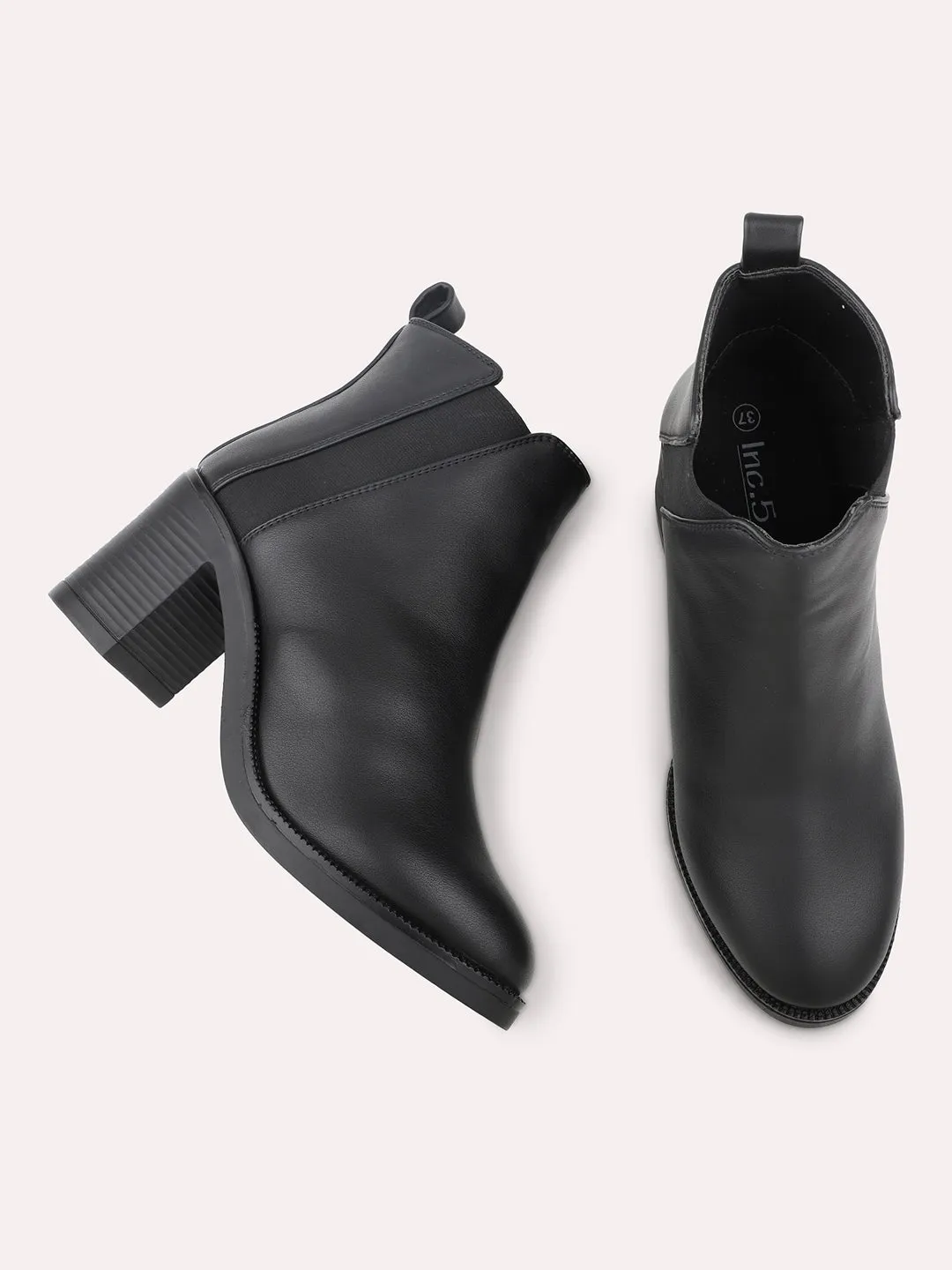 Women Black Block Heel Boots