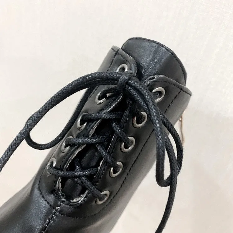 Women's Flock Pu Leather Patchwork Side Zippers Block Heel Short Boots